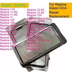 10 - Pack Touch Screen Front Outer Glass Panel with OCA (Realme 12X)