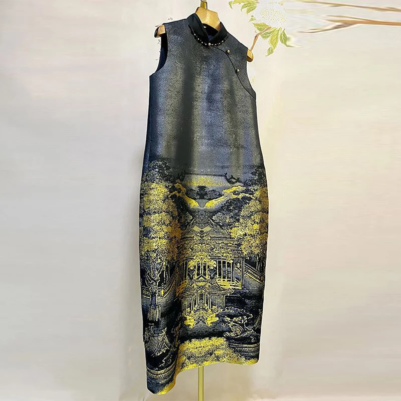 New Chinese style Chinese style design with exquisite black improved cheongsam dress for children in spring and summer