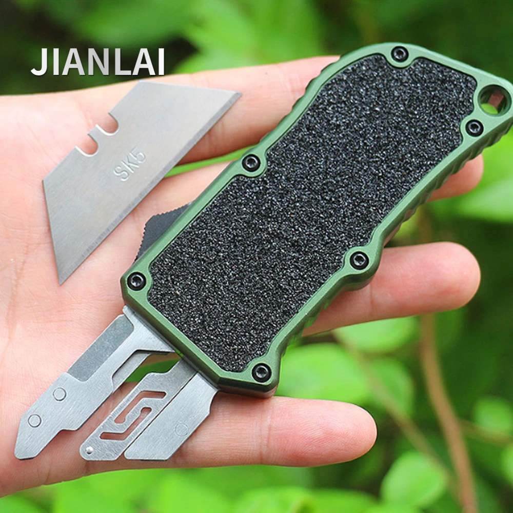 

EDC Outdoor Survival Utility Knife Aeronautical Aluminium Handle SK5 Blade Cutter Portable Multi Functional Tools 5 Blades Free