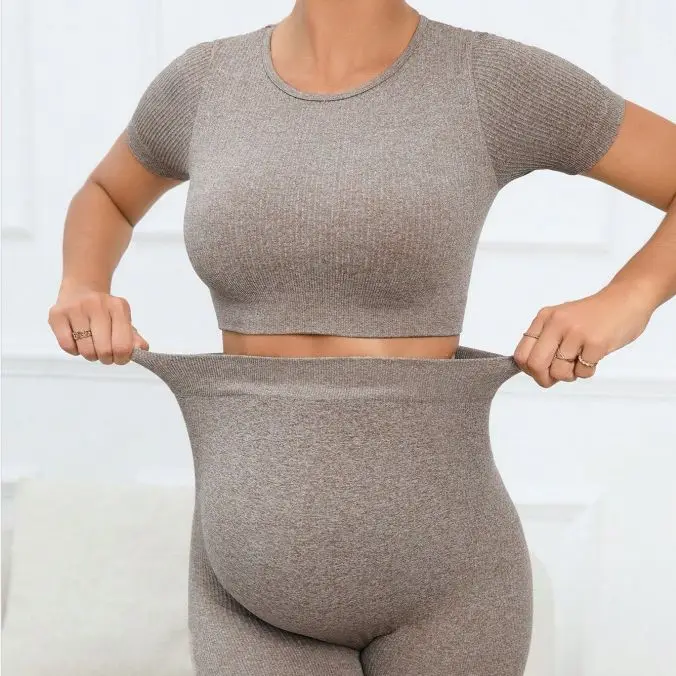 Summer Maternity Yoga Set Sweat Absorption Quick Drying Pregnancy Sports Fitness Tops Shorts Suit Pregnant Women Comfort Clothes