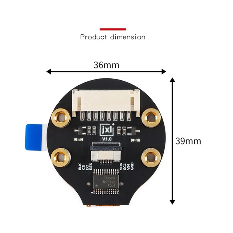 1.28 Inch IPS Color TFT LCD Display Module 1.28Inch RGB LED Round Screen Black 4 Wire SPI Interface