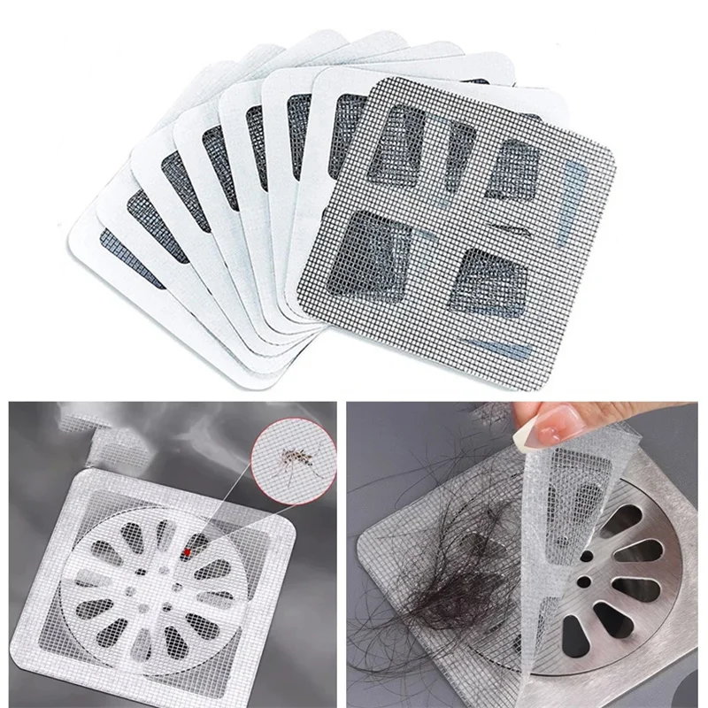 Hair Catchers for Shower Mesh Shower Drain Covers-Floor Sink Strainer Filter Mesh Stickers Bathroom Accessories 10/20/30Pcs