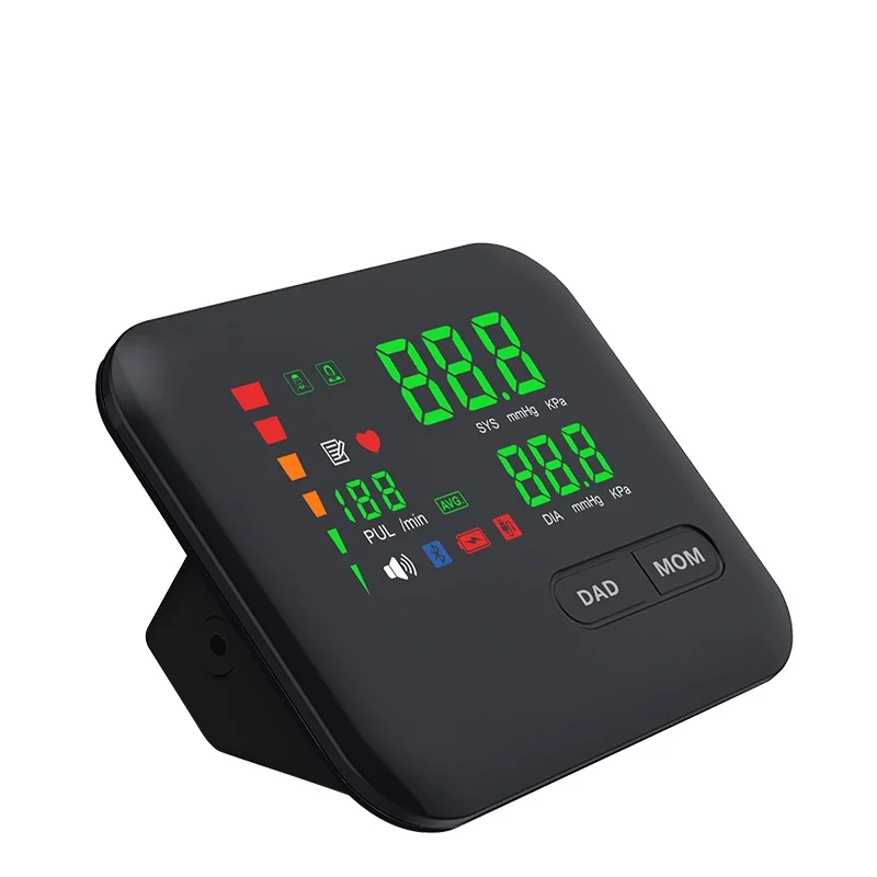 LED Upper Arm Blood Pressure Monitor Portable Rechargeable Big Screen Voice Broadcast