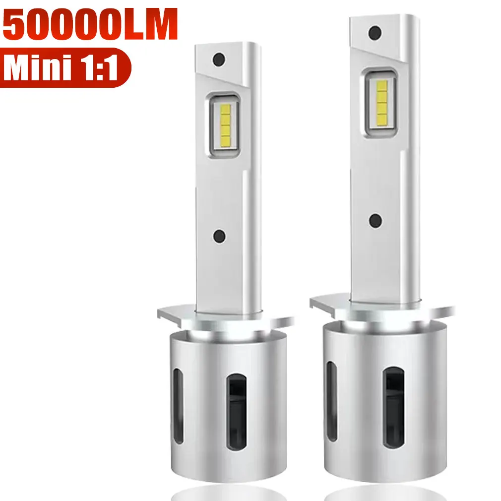 

2pcs 50000LM H1 LED Headlight Bulbs H3 Led Lamps Mini 8SMD CSP Chips Super Bright High Low Beam for Car Fog Lights 12V 6500K