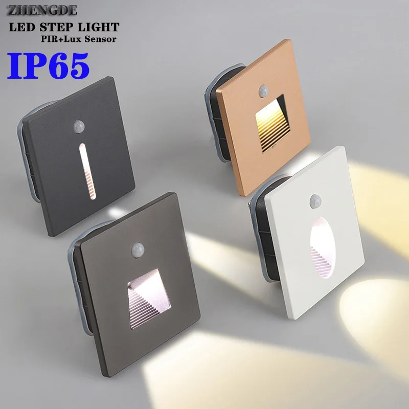 

Outdoor Waterproof IP65 Recessed Led Wall Light PIR Lux Motion Sensor Stair Box Light AC85-265V Stair Light Corridor Lighting