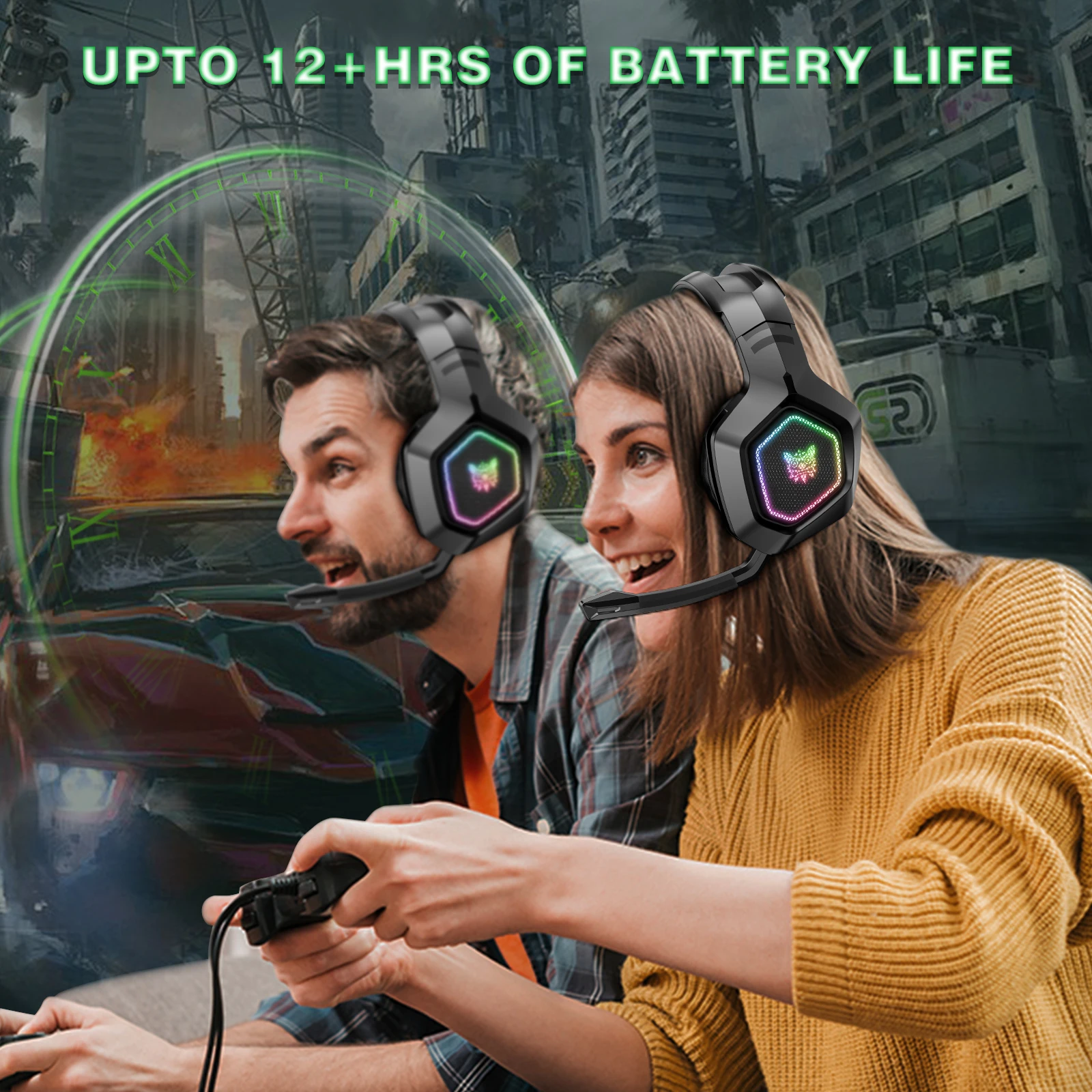 ONIKUMA B100 Wireless Gaming Headset 2.4Ghz Wireless Earphones With Mic Low Latency Tri-mode Headset for PC PS5 Gamer 3
