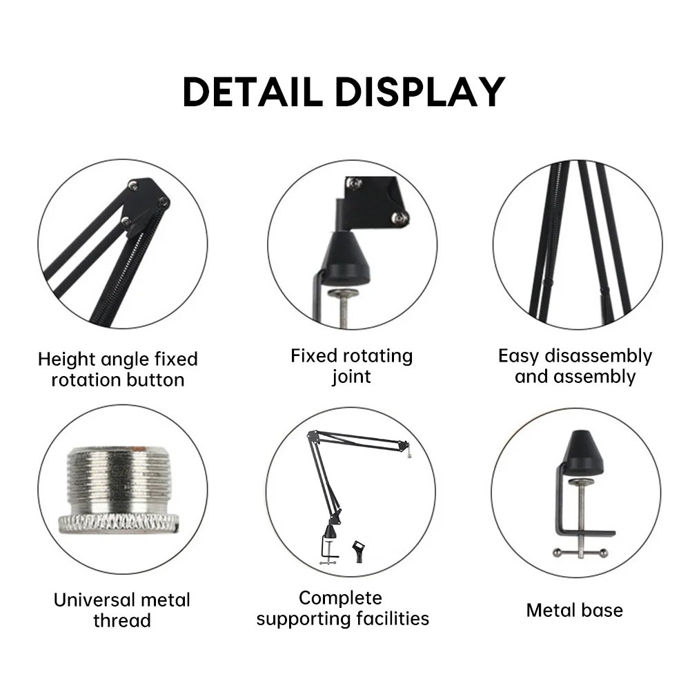 Adjustable Cantilever Bracket Desktop Microphone Suspension Boom Scissor Arm Stand Mic Clip Holder For Recording Live Broadcast