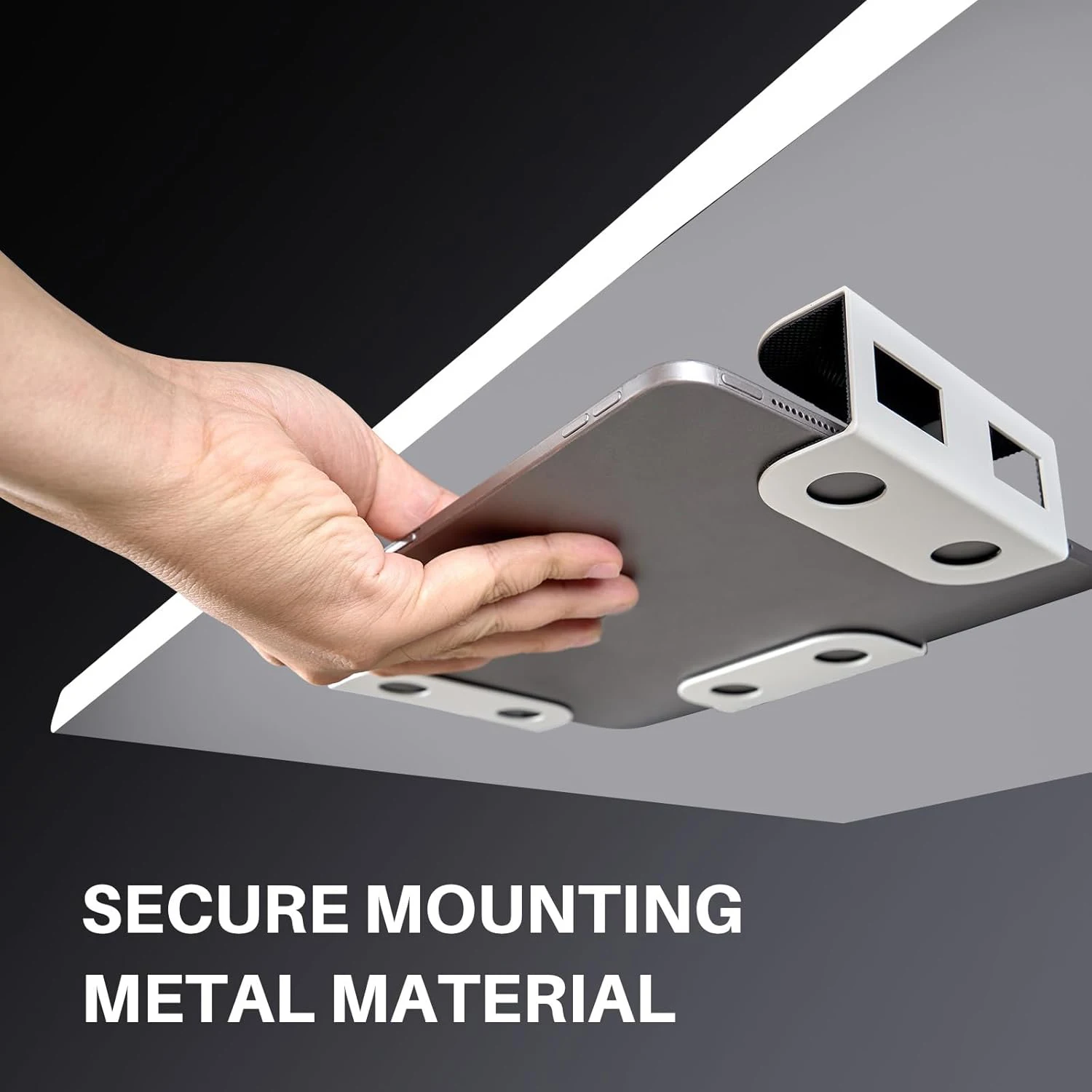 책상 아래 노트북 거치대, 긁힘 방지 실리콘이 있는 노트북 키보드용 금속 책상 아래 선반 홀더, 사무실용 설치가 용이함