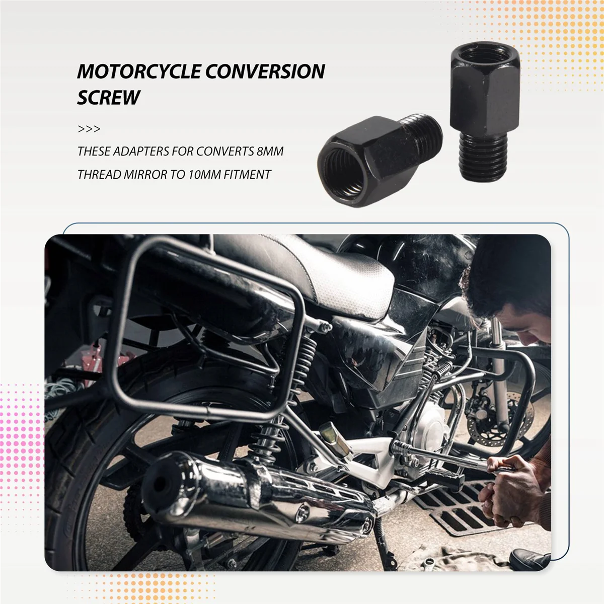 2 PCS motorcycle MIRROR ADAPTORS CONVERTS CLOCKWISE 8MM TO 10MM BLACK motorcycle mirror adaptors