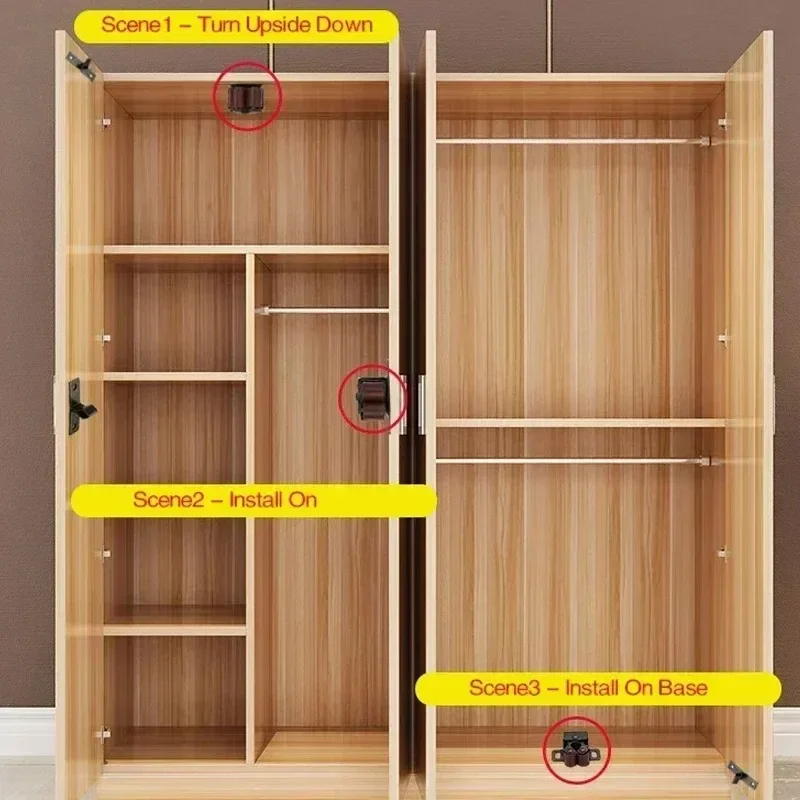 Push to Open Magnetic Cabinet Latch - Dual Wheel Spring Loaded Touch Bead Catch for Low Profile Wardrobe & Cabinet Doors