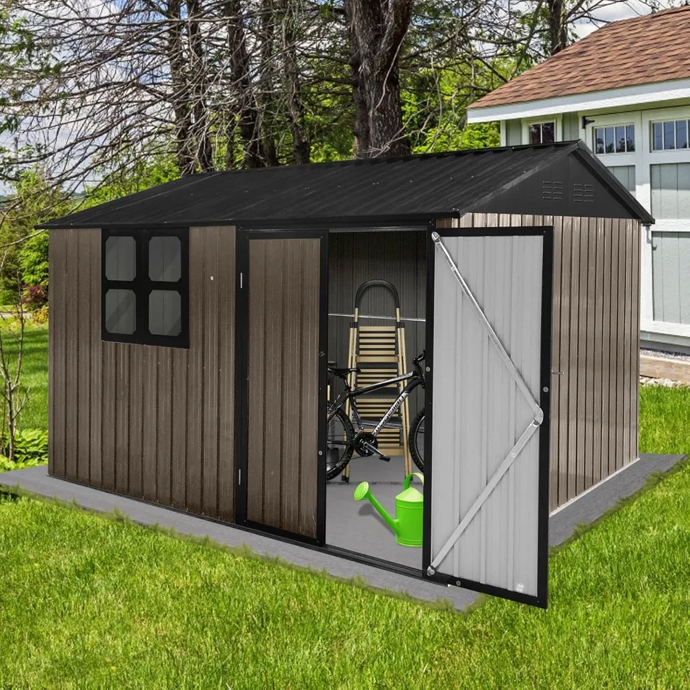Description Picture 2 of itemSheds 10FT x 8FT Outdoor with Window & Storage Clearance, Metal Anti-Corrosion Utility Tool House with Lockable Door