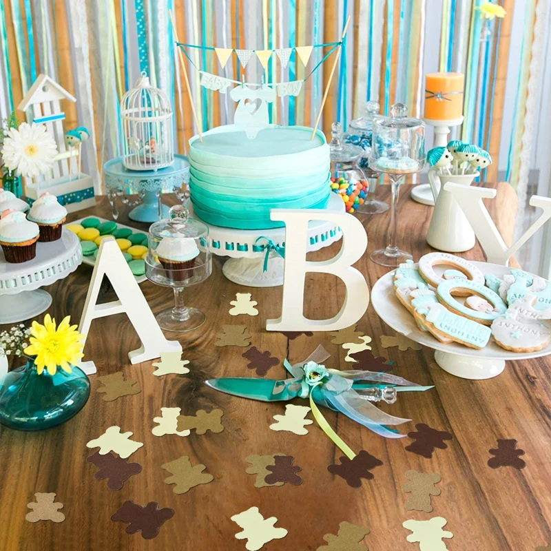 100 teile/los Teddybär Papier Konfetti für Baby party Mädchen Junge Kinder tragen Thema Geburtstags feier Dekoration liefert Tischs treuung – Detail 2