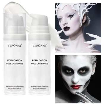 Fondotinta professionale per il viso bianco, luce opaca, miscelazione bianca pura, trucco schiarente per trucco gotico cosplay
