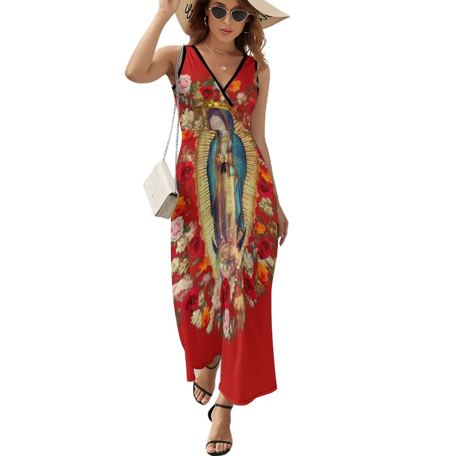 

Our Lady of Guadalupe Mexican Virgin Mary Mexico Catholic Saint Sleeveless Dress summer women's dress 2024 womans clothing