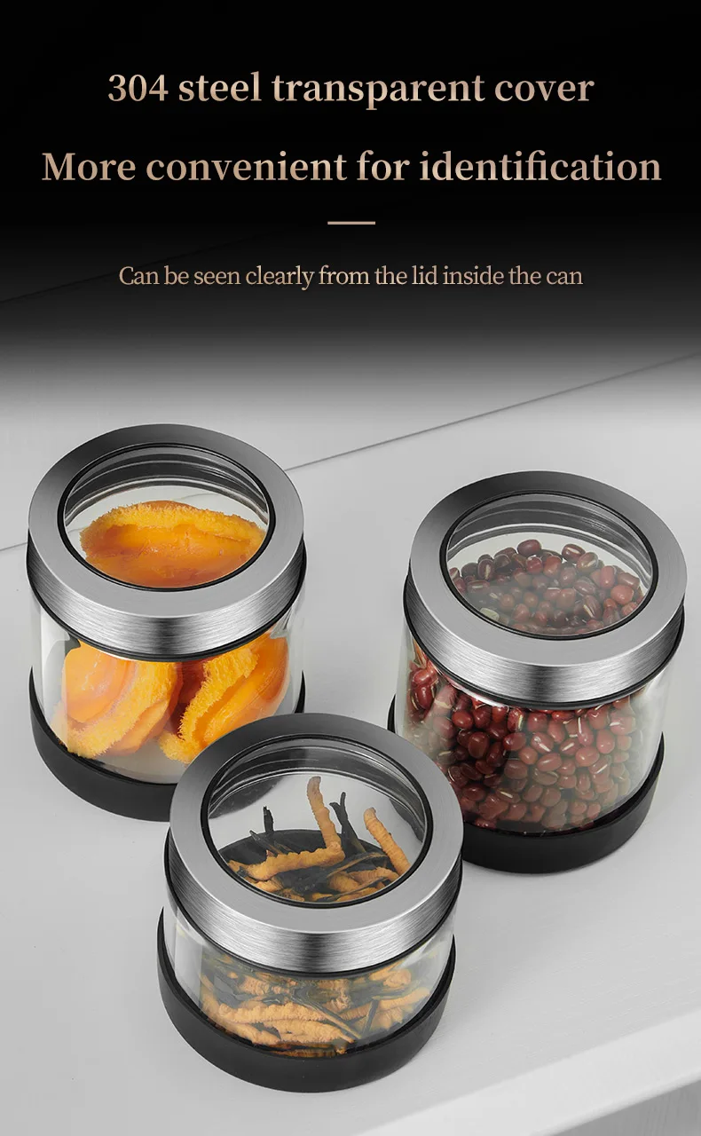 High Borosilicate Glass Storage Jar - Moisture-Proof Kitchen Sealed Container for Coffee Beans