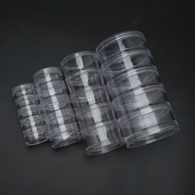 1 Set 5 Layer Cylinder Stackable Bead Containers Plastic Round Clear Storage Jar Box for Beads Buttons Crafts Small Item