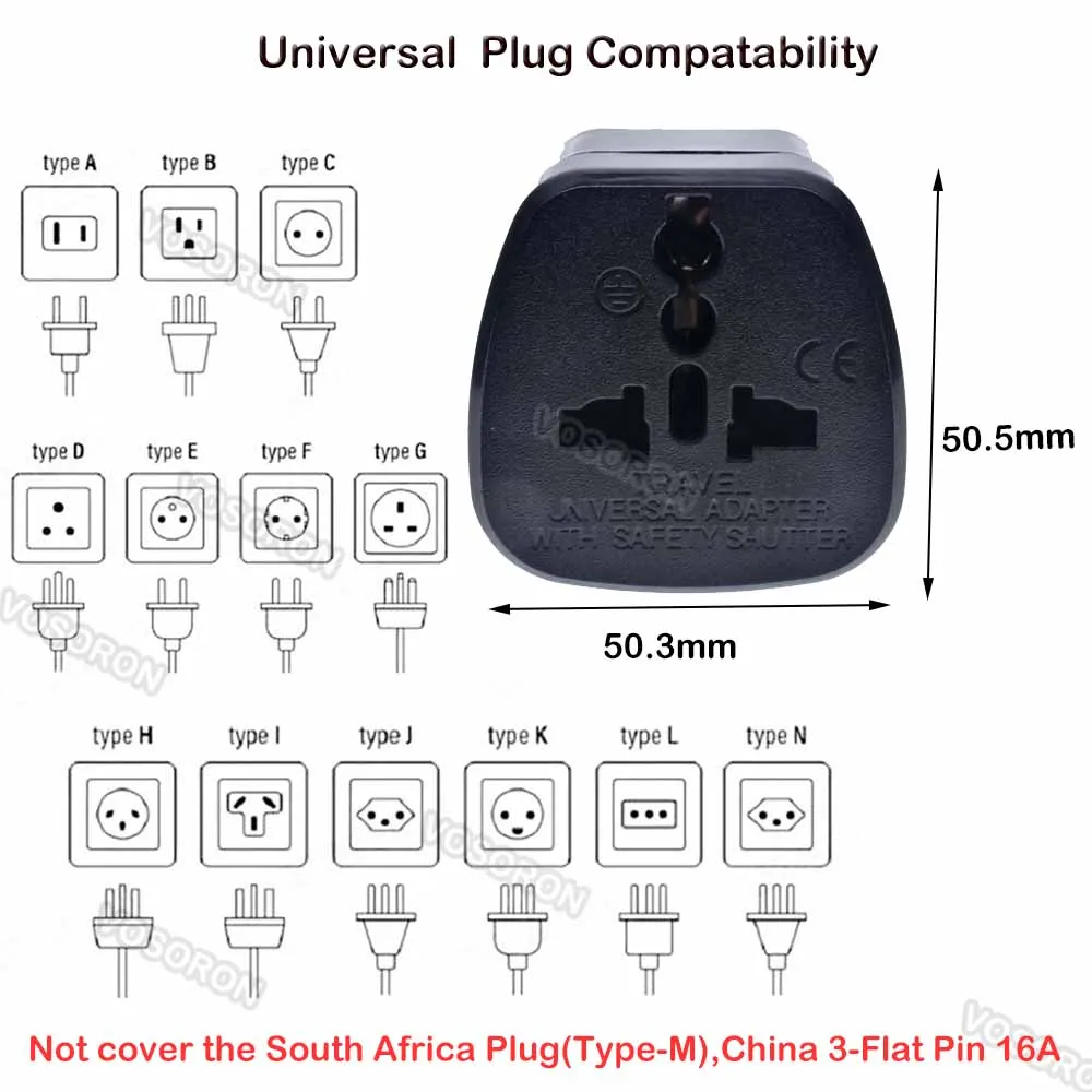 Universal Travel Adapter Plug Ports For International Europe China UK UAE Australia Kr Switzerland-Type A C G I