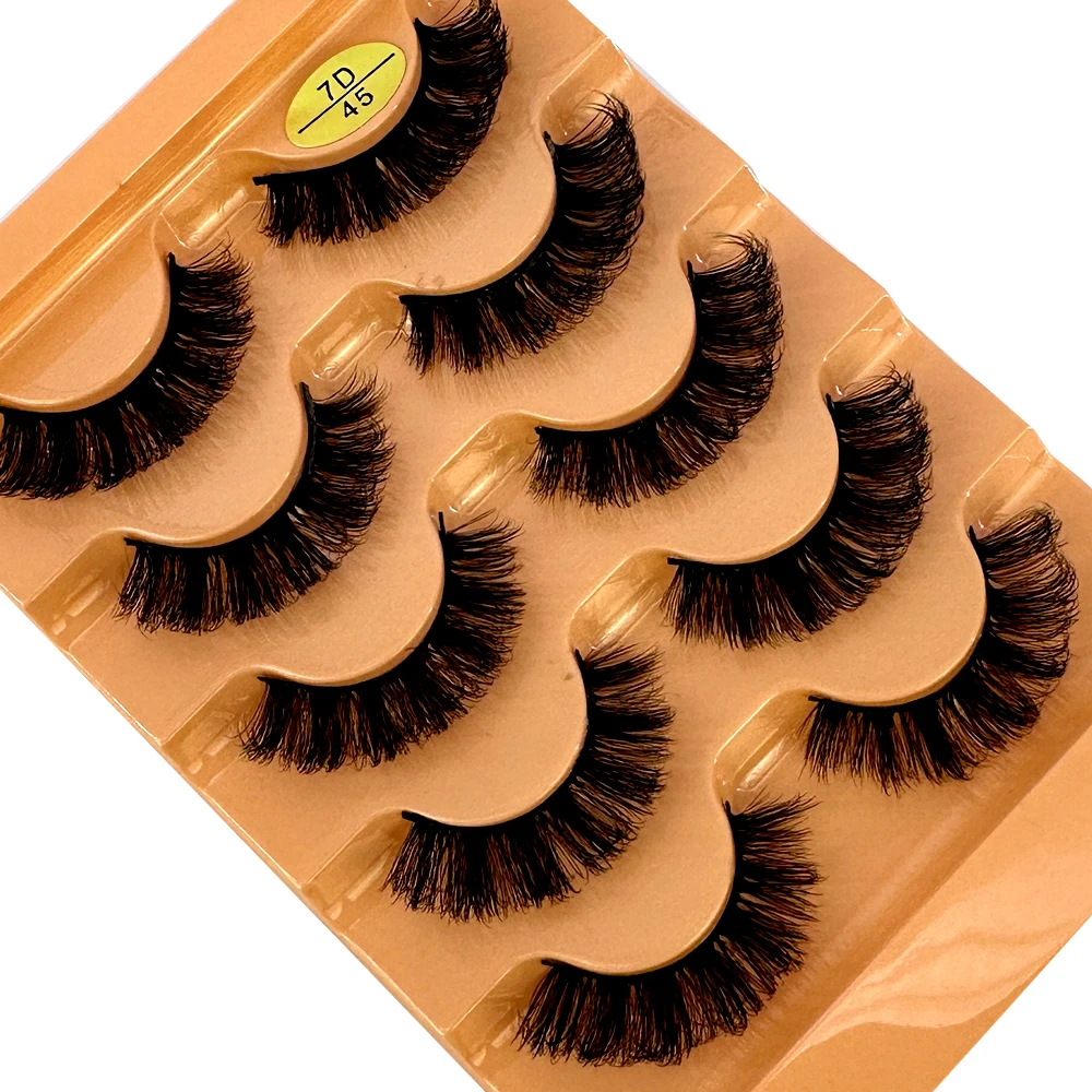 Katzenaugen-Wimpern, 3D, natürliche falsche Wimpern, D-Locken, flauschig, weich, Kreuz, 5 Paar, Manga-Wimpern, Wispy, natürliche Wimpernverlängerung, Make-up – Detail 29