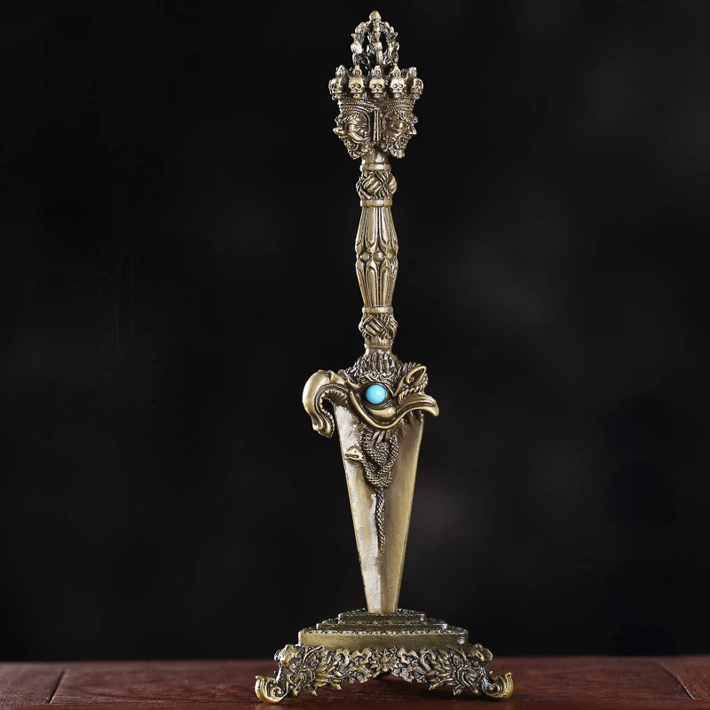 

Nepalese Tibetan Supplies Bronze-colored Three-sided Filth Puba Vajra Drop The Devil Pestle Vajra Peg Ornaments