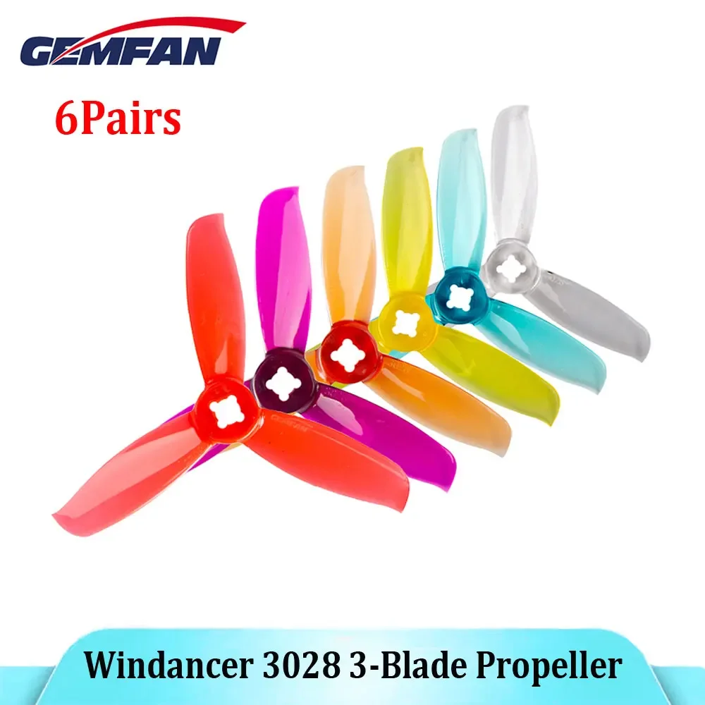 6 쌍 Gemfan WinDancer 3028 PC 프로펠러 패들 CW CCW 3인치 FPV RC 레이싱 드론 모터용 경량 소품 1106-1306