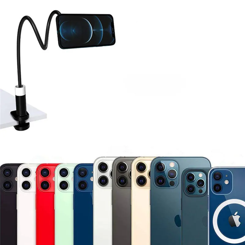 Magnetic Gooseneck Phone Holder Mount for MagSafe iPhone 14/13/12 Pro Max Tabletop Clamp 360 Rotation Adjustable for Office Home