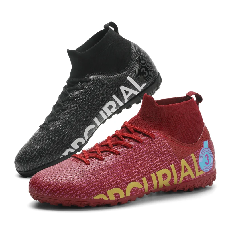 Men's Football Boots High-Top Soccer Shoes Boys Anti-Slip Grass Training Soccer Cleats FG/TF Boots Wide Size 31-48