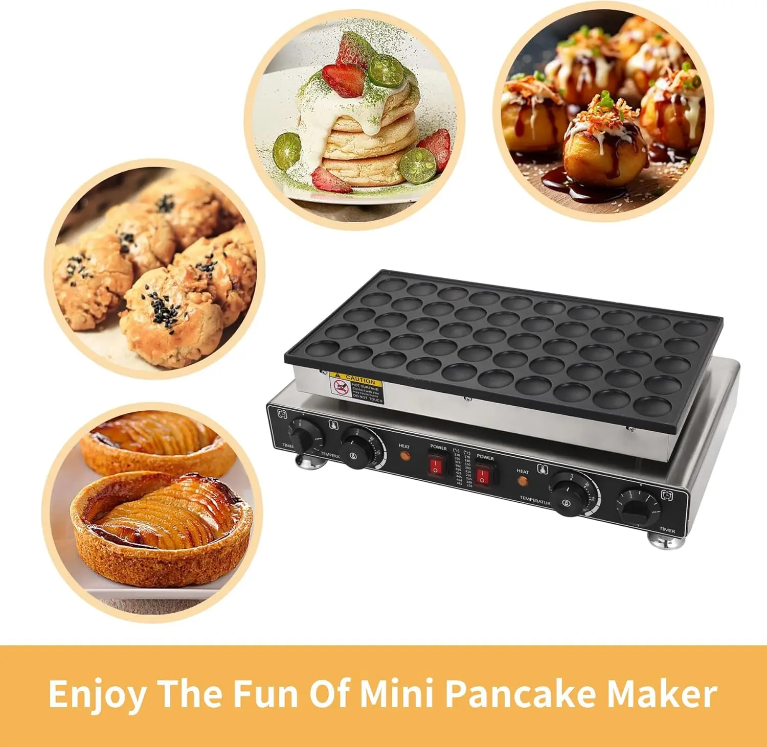 Dutch Pancake Baker, 50PCS Electric Nonstick Pancake Maker 1800W, 1.6" Commercial Muffin Maker Machine for Home Kitchen Restaura 4