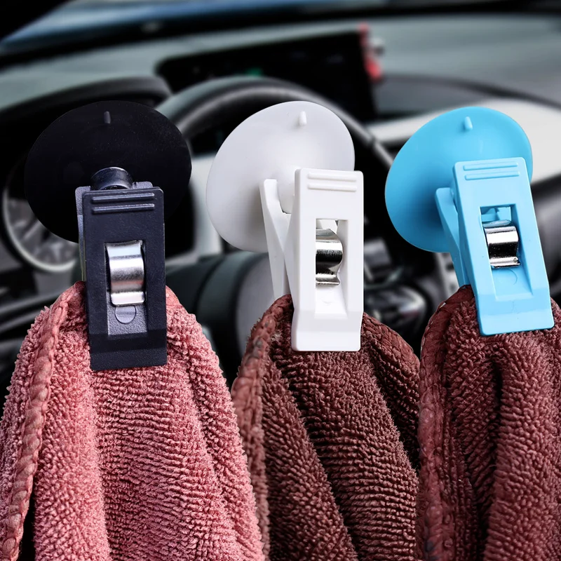 

2Pcs Car Suction Cup Clip Removable Plastic Car Interior Window Clip Holder for Sunshade Curtain Towel Ticket Card Retainer Hook