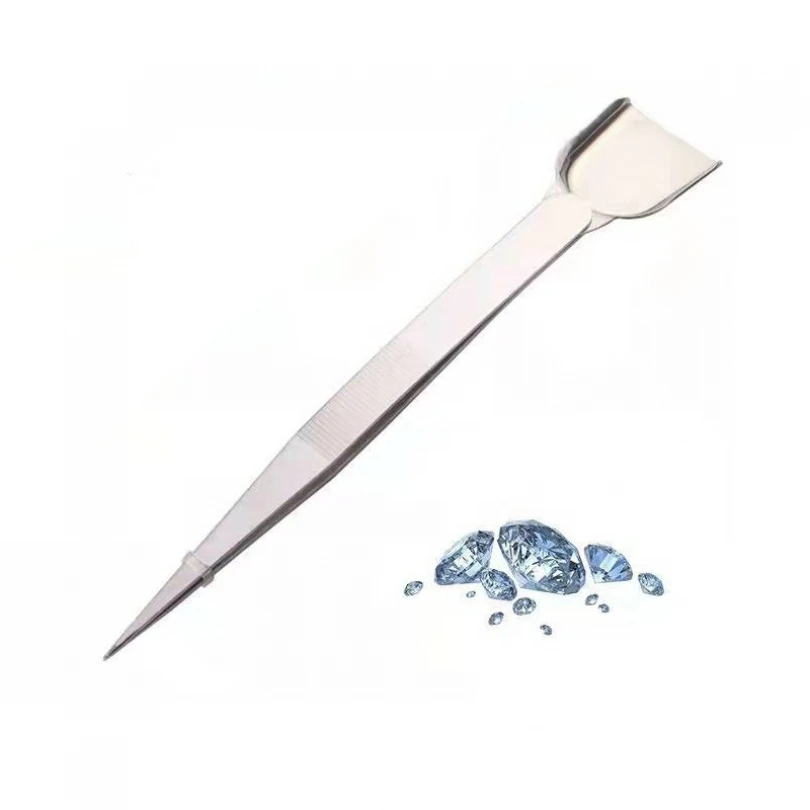 Precision Tweezers Silver Stainless Steel Mini Tweezers for Jewelry Gemstones Mini Shovel Beads Sorting Tool Supplies
