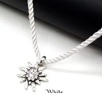 Trendy Popular Mountain Flowers Pendants Vintage Edelweiss Necklaces For Women Party Luck Rope Chain Choker Jewelry Gift 1