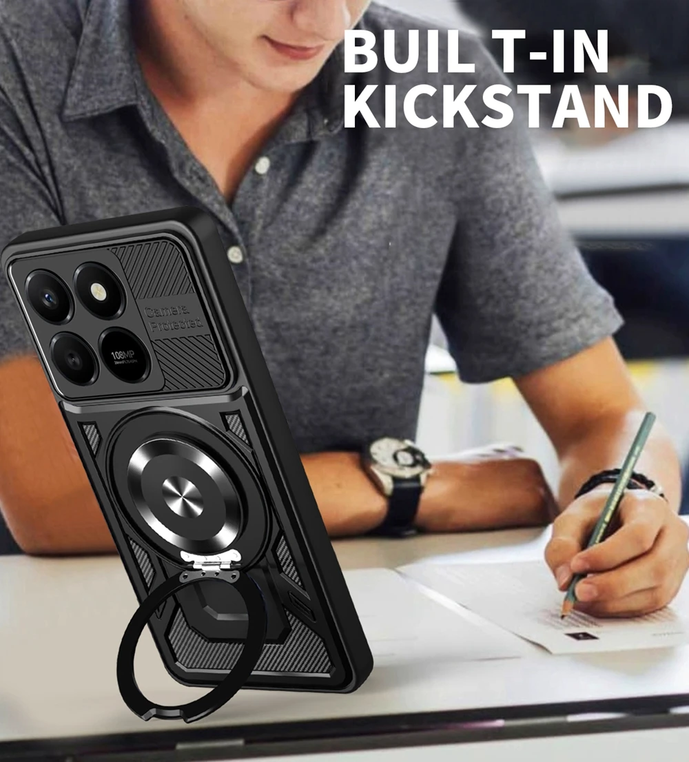 Shockproof Armor Magnetic Ring Case with Magsafe Wireless Charging Compatibility