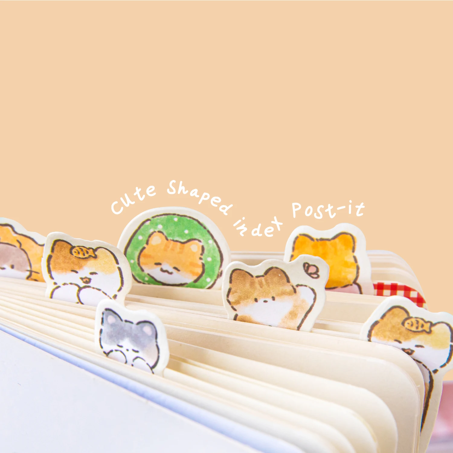 Cat Index Sticky Notes Cute Cartoon Kitty Shaped Student Message Note Sticker Kawaii Student Stationery Supplies 180 Sheets/Set