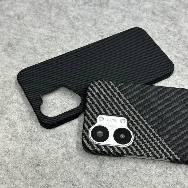 Luxury Color-Blocking Carbon Fiber Shockproof Bumper Case with Lens Protection