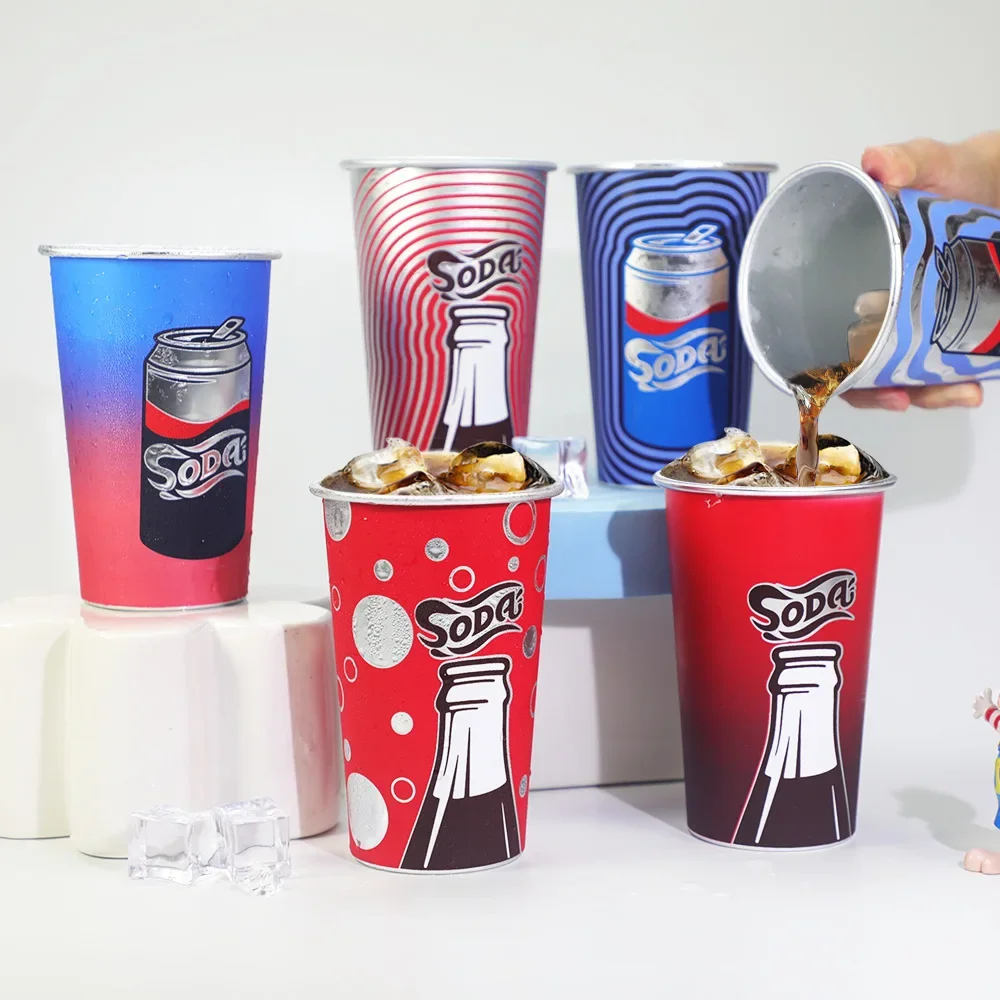 Creative pattern printed aluminum beer cup, Coca Cola Sprite soda, color changing aluminum cup when cold