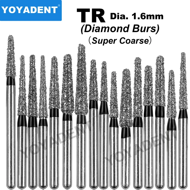TR Type Extra Coarse Dental Diamond Burs Dentistry Drills Dental Burs for High Speed Turbines Dentist Tools Dia.1.6mm 10Pcs/Pack