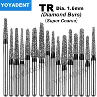 TR Type Extra Coarse Dental Diamond Burs Dentistry Drills Dental Burs for High Speed Turbines Dentist Tools Dia.1.6mm 10Pcs/Pack