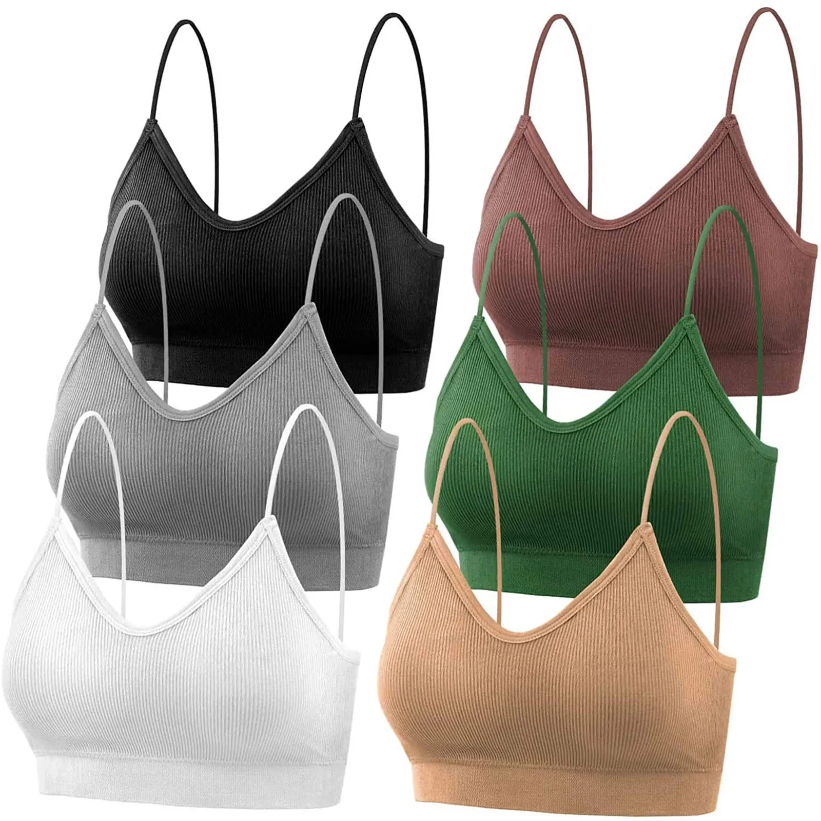 

6 Pieces Bras For Women Tops Seamless Bra Camisole Invisible Bra Push Up Bralette Brassiere Female Tank Top Lingerie