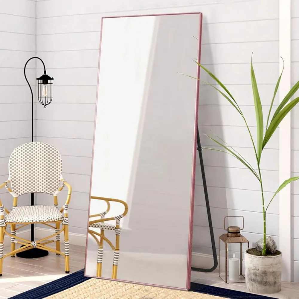 

Full Length Mirrors Large Floor Mirror with Wall Full Body Mirror or Leaning Against Wall Bedroom Aluminum Alloy Frame,Rose Gold