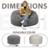 JHK Oversized 3/4FT Bean Bag Chair for Relaxing Reading Lazy Sofa Foam Filled Couch with Removable Cover Living Room Furniture