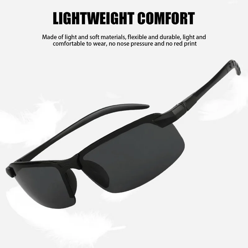 Night Vision Glasses Anti-Glare Driving Goggle Men Half Frame Polarized Sunglasses Driver Outdoor UV400 Day and Night Glasses