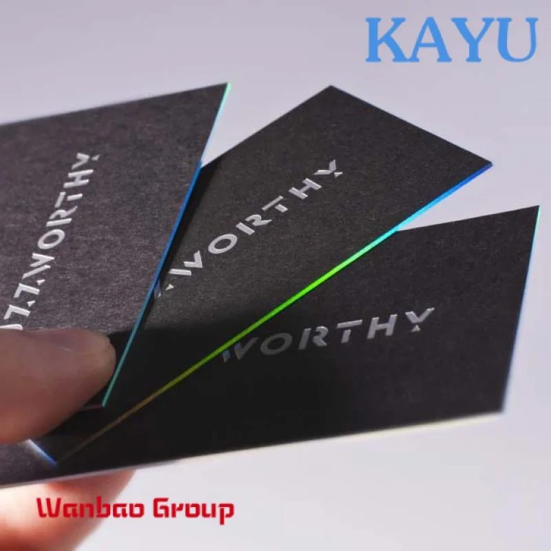 Custom  Die cut edge color laser foil black card luxury custom name card paper business card printing.