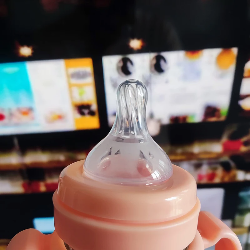 370ml Baby Bottles Feeding Bottle Baby Wide-caliber Milk Bottle with Straw Handle Newborn Straw BPA Free