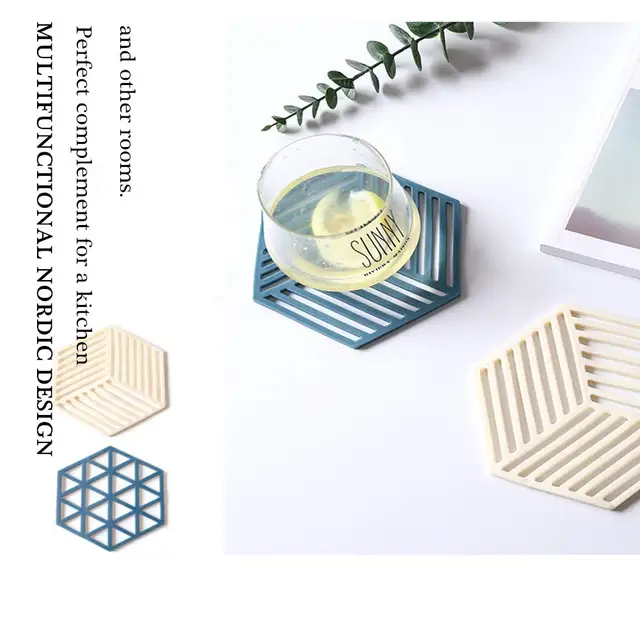 Puha Asztali Edények Szilikon Trivet Szőnyegek Forró Párnák Hatszögletű Hő Multifunkciós Konyha Szerszám Tál Szőnyegekhez Edény Placemats - Image 2