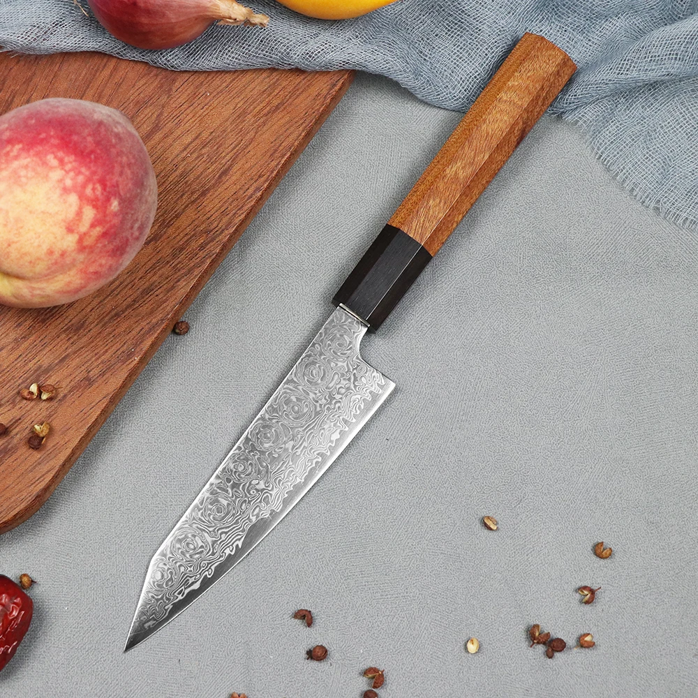 

Sharp 5-inch Utility 67 Layer Damascus Steel Kitchen Knife Professional Chef Sande Fruit Knife Solid Wood Handle