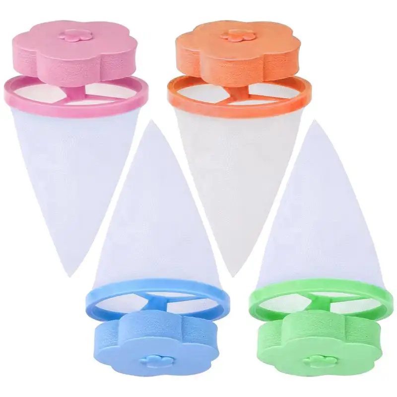 Floating Lint Filter Mesh Bag Floating Washing Machine Filter Net Flower Shaped Reusable Pet Hair Catcher