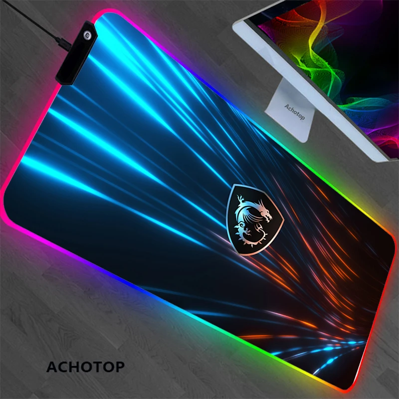 Grand tapis de souris RGB Gaming avec rétro-éclairage, média LED