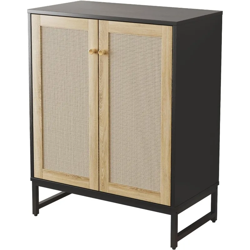 Sideboard Buffet Cabinet, Storage Cabinet with Double Rattan Doors, Modern Rattan Sideboard Cabinet, Kitchen Storage Cabinet