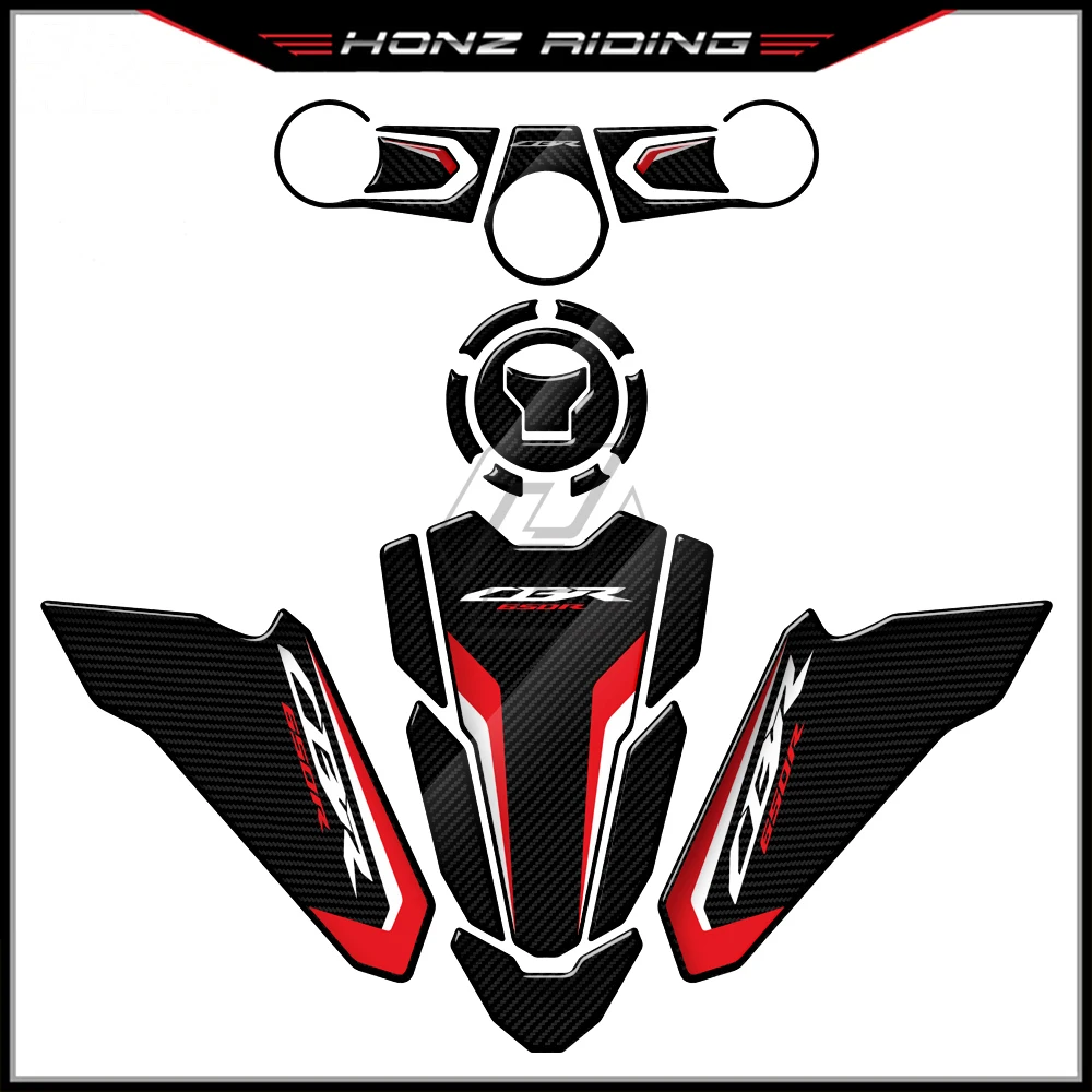 

For Honda CBR650R 2019-2022 3D Carbon-look Triple Yoke Defender Sticker Side Tank Pad Protection