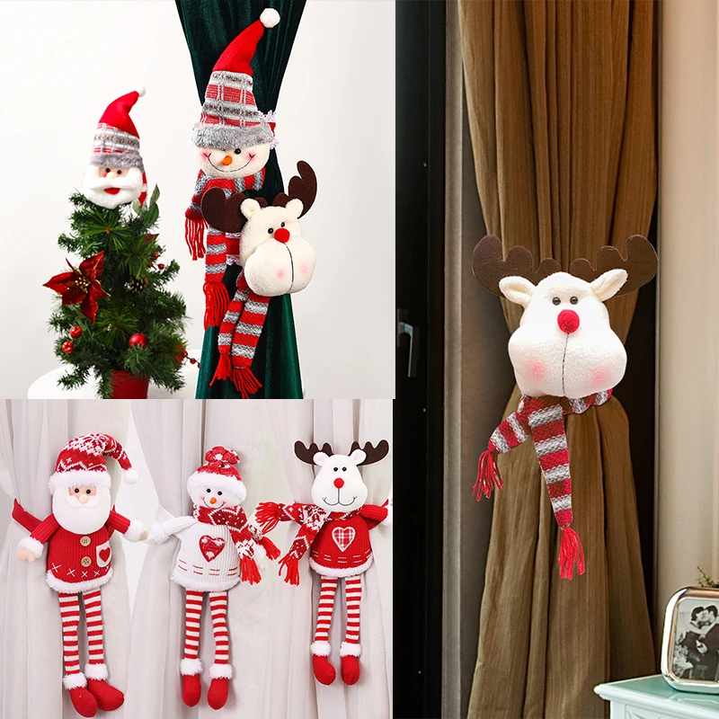 

Christmas Curtain Buckle Cloth Curtain Holder Christmas Decorations for Home 2023 Navidad Ornaments DIY 2024 New Year Xmas Decor