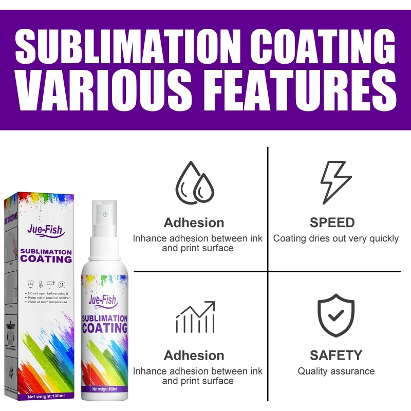 Sublimation Coating Spray for Cotton Shirts, 2 x 100 ML Sublimation Spray  Glue for Fabric Polyester Carton Blanks Tote Bag, Super Print Adhesion 